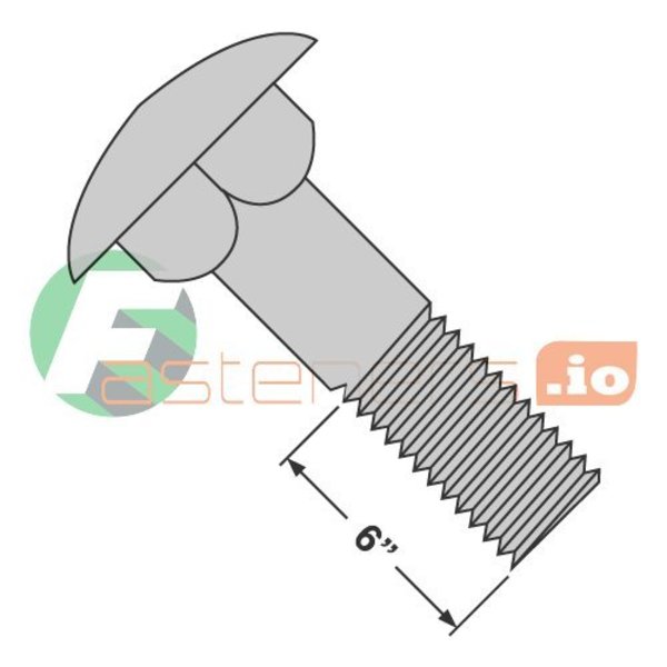 Newport Fasteners 3/8-16 x 8" Carriage Bolts/Steel/Hot Dip Galvanized/Partially Threaded/6" of Thread , 100PK 754187